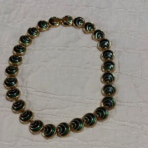 Elegant Vintage Gold, Blue and Green Necklace
